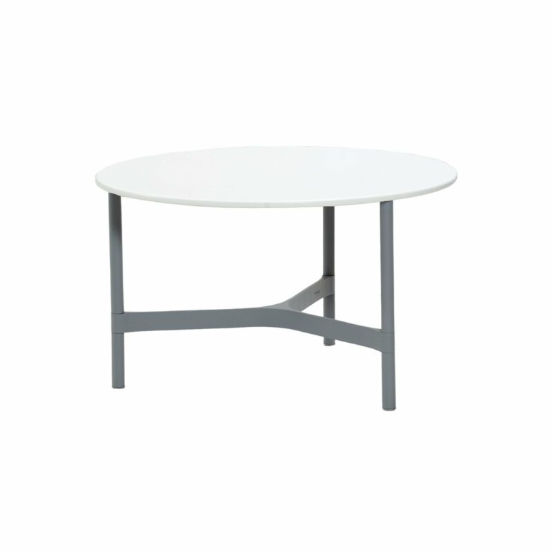 Cane-line "Twist" Loungetisch, mittelgroß, Gestell Aluminium hellgrau, Tischplatte CI-Core weiß
