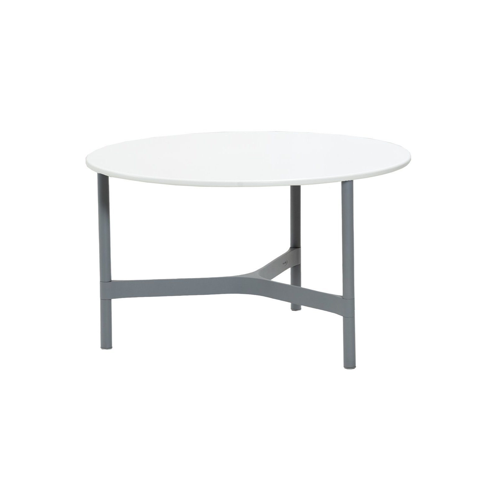 Cane-line "Twist" Loungetisch, mittelgroß, Gestell Aluminium hellgrau, Tischplatte CI-Core weiß