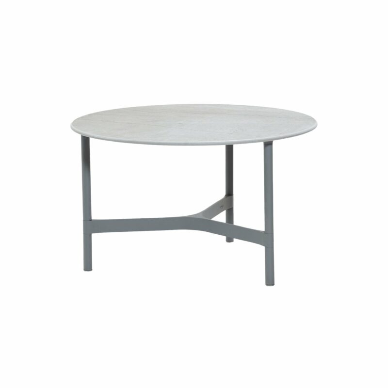 Cane-line "Twist" Loungetisch, mittelgroß, Gestell Aluminium hellgrau, Tischplatte Keramik grau