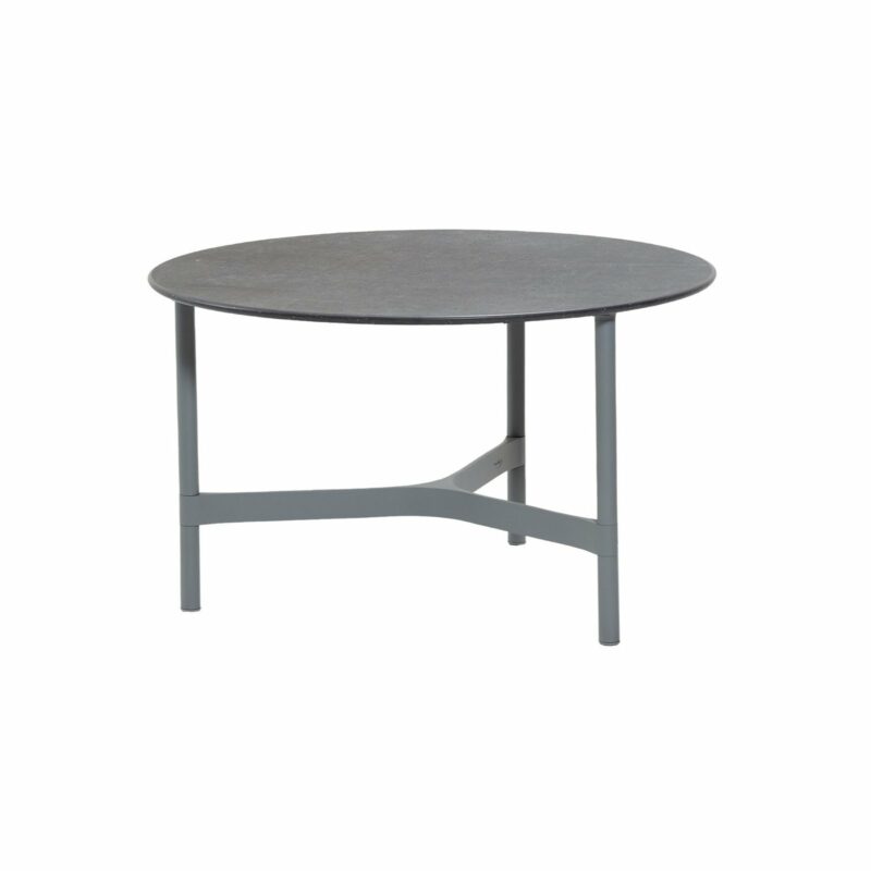 Cane-line "Twist" Loungetisch, mittelgroß, Gestell Aluminium hellgrau, Tischplatte Keramik schwarz