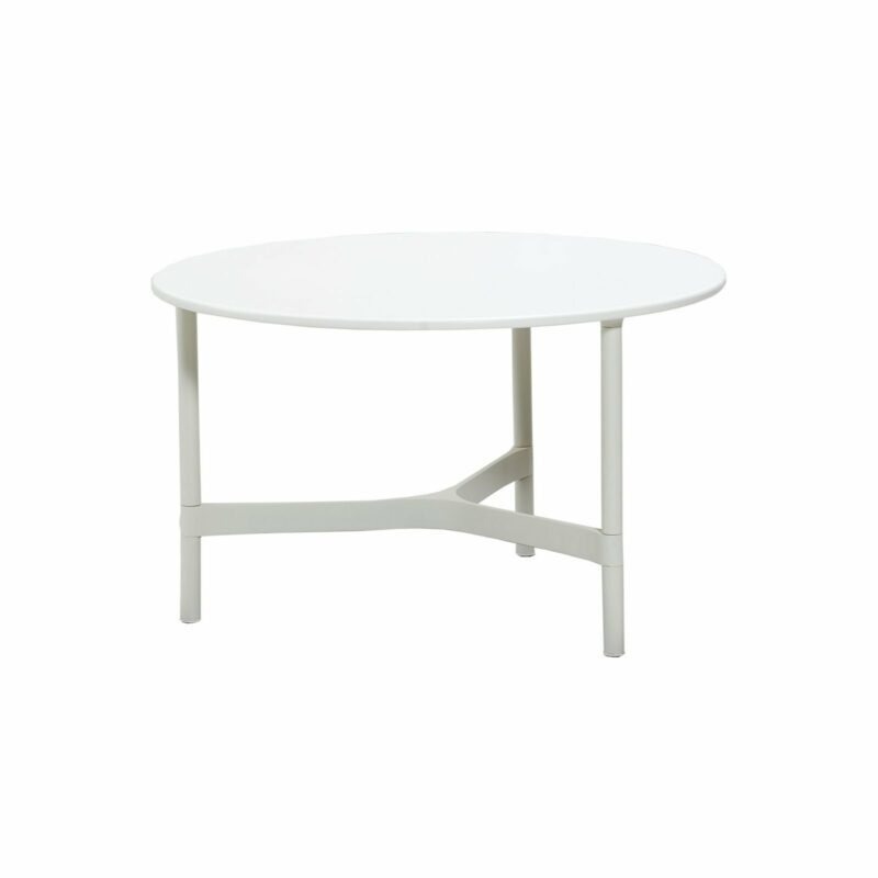 Cane-line "Twist" Loungetisch, mittelgroß, Gestell Aluminium weiß, Tischplatte HI-Core weiß