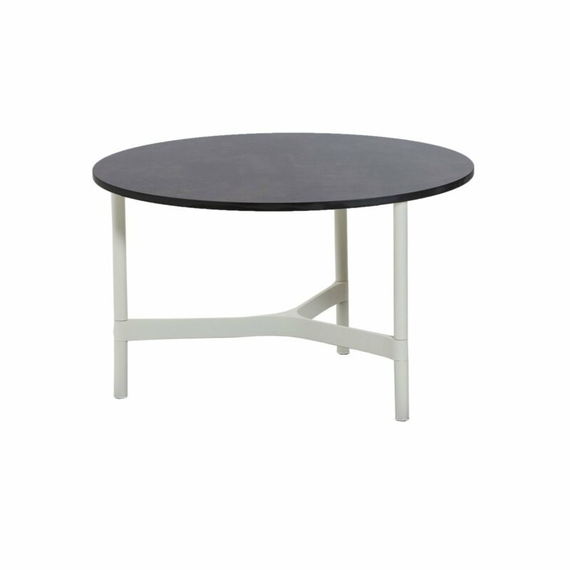 Cane-line "Twist" Loungetisch, mittelgroß, Gestell Aluminium weiß, Tischplatte HPL dark grey structure