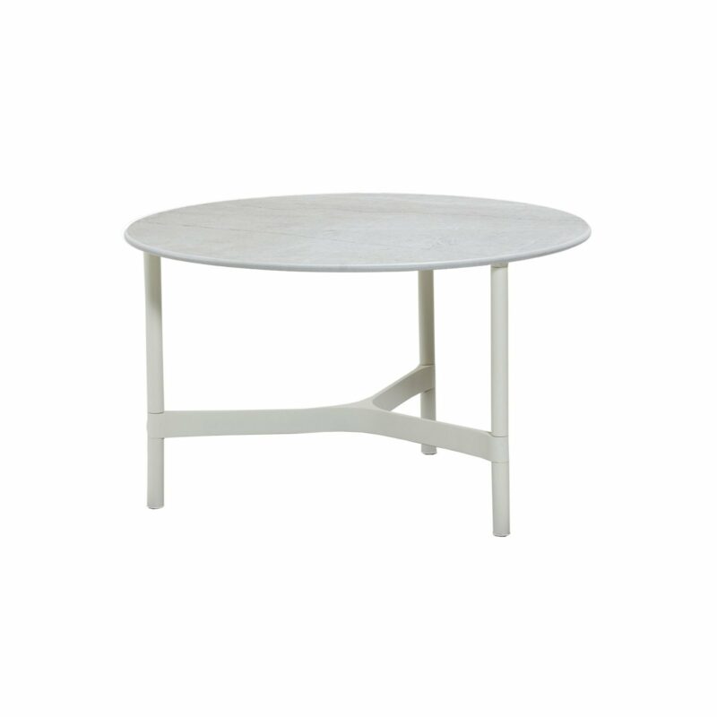 Cane-line "Twist" Loungetisch, mittelgroß, Gestell Aluminium weiß, Tischplatte Keramik grau