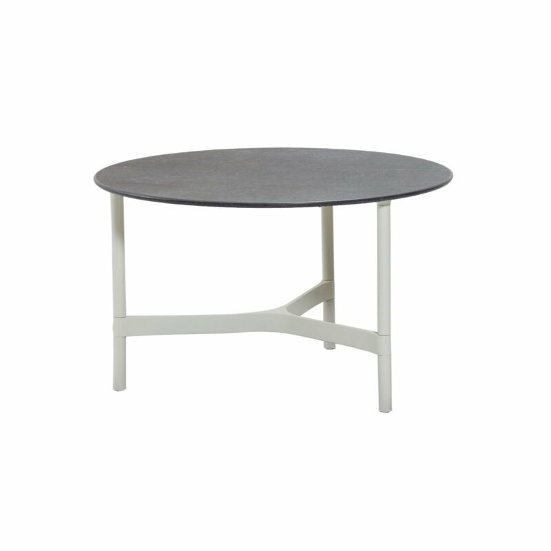 Cane-line "Twist" Loungetisch, mittelgroß, Gestell Aluminium weiß, Tischplatte Keramik schwarz