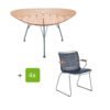 Houe Gartenmöbel-Set mit Tisch "Leaf" und Stapelsessel "Click", Lamellen dunkelblau