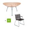 Houe Gartenmöbel-Set mit Tisch "Leaf" und Stapelsessel "Click", Lamellen dusty dunkelbraun