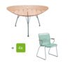 Houe Gartenmöbel-Set mit Tisch "Leaf" und Stapelsessel "Click", Lamellen dusty green