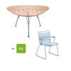 Houe Gartenmöbel-Set mit Tisch "Leaf" und Stapelsessel "Click", Lamellen dusty light blue