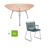 Houe Gartenmöbel-Set mit Tisch "Leaf" und Stapelsessel "Click", Lamellen pine green