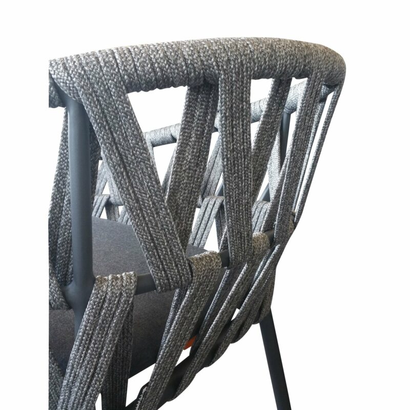 Jati&Kebon Dining-Sessel "Fortuna", Aluminium eisengrau, Rope cross weaving grau meliert