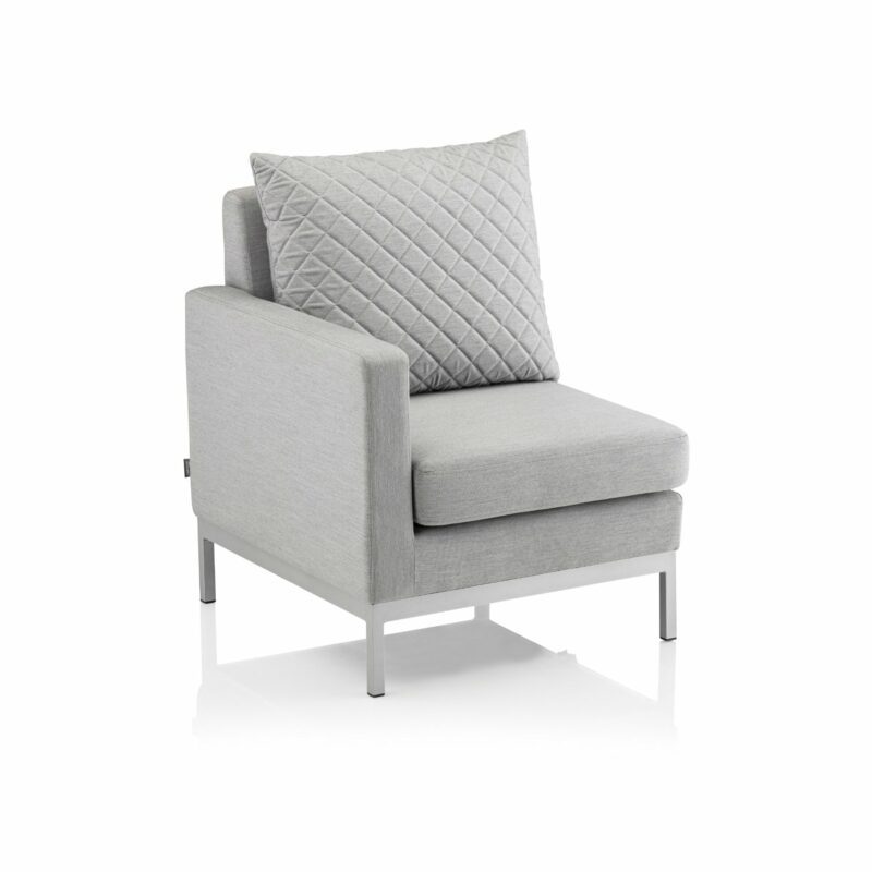 Kettler Endteil links "Ego Modular Casual Dining", Aluminium silber mit Outdoor-Textil Sunbrella®hellgrau meliert