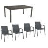 Stern Gartenmöbel-Set mit Stuhl "New Top“ und Gartentisch Aluminium/HPL, Gestelle Aluminium anthrazit, Sitz Textil karbon, Tischplatte HPL Nitro, 160x90 cm