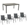 Stern Gartenmöbel-Set mit Stuhl "New Top“ und Gartentisch Aluminium/HPL, Gestelle Aluminium anthrazit, Sitz Textil karbon, Tischplatte HPL Zement, 160x90 cm