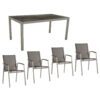 Stern Gartenmöbel-Set mit Stuhl "New Top“ und Gartentisch Aluminium/HPL, Gestelle Aluminium graphit, Sitz Textil silbergrau, Tischplatte HPL Dark Marble, 160x90 cm