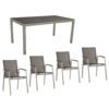 Stern Gartenmöbel-Set mit Stuhl "New Top“ und Gartentisch Aluminium/HPL, Gestelle Aluminium graphit, Sitz Textil silbergrau, Tischplatte HPL Nitro, 160x90 cm