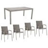 Stern Gartenmöbel-Set mit Stuhl "New Top“ und Gartentisch Aluminium/HPL, Gestelle Aluminium graphit, Sitz Textil silbergrau, Tischplatte HPL Smoky, 160x90 cm