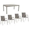 Stern Gartenmöbel-Set mit Stuhl "New Top“ und Gartentisch Aluminium/HPL, Gestelle Aluminium graphit, Sitz Textil silbergrau, Tischplatte HPL Uni Grau, 160x90 cm