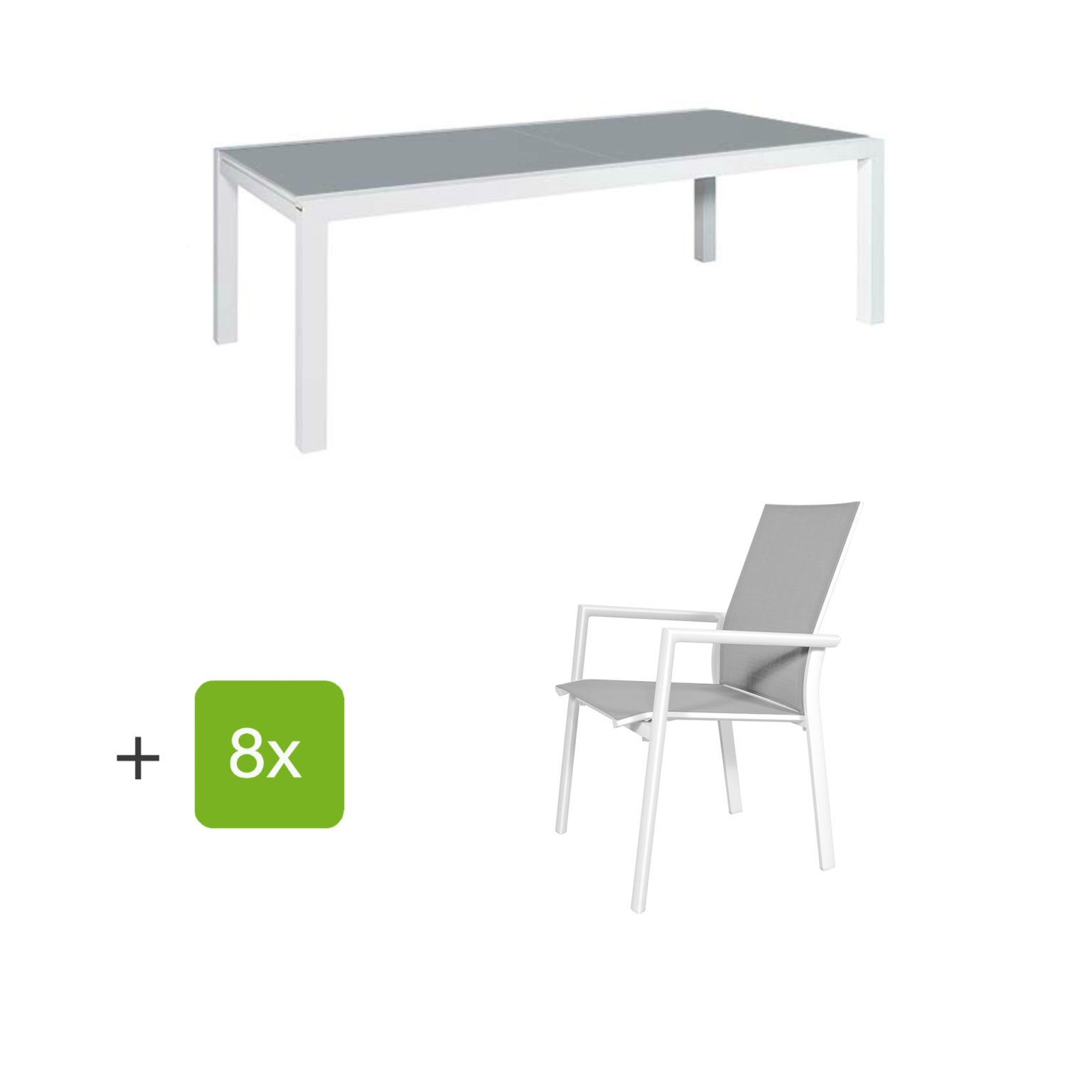 Jati&Kebon Gartenmöbel-Set 9-tlg. mit Gartenstuhl "Nashville" und