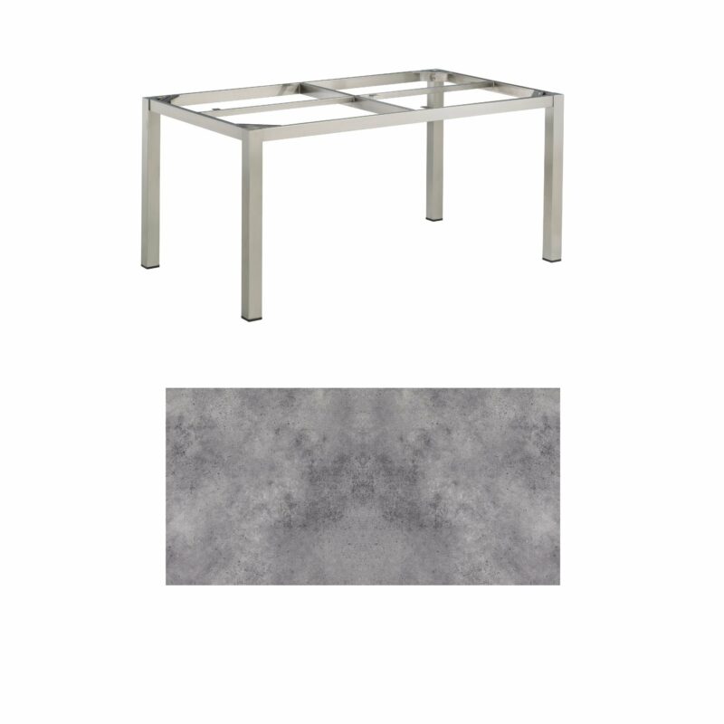 Kettler Gartentisch, Tischgestell 160x95cm "Cubic", Edelstahl, mit Tischplatte HPL anthrazit