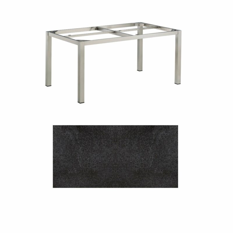 Kettler Gartentisch, Tischgestell 160x95cm "Cubic", Edelstahl, mit Tischplatte HPL Stahl