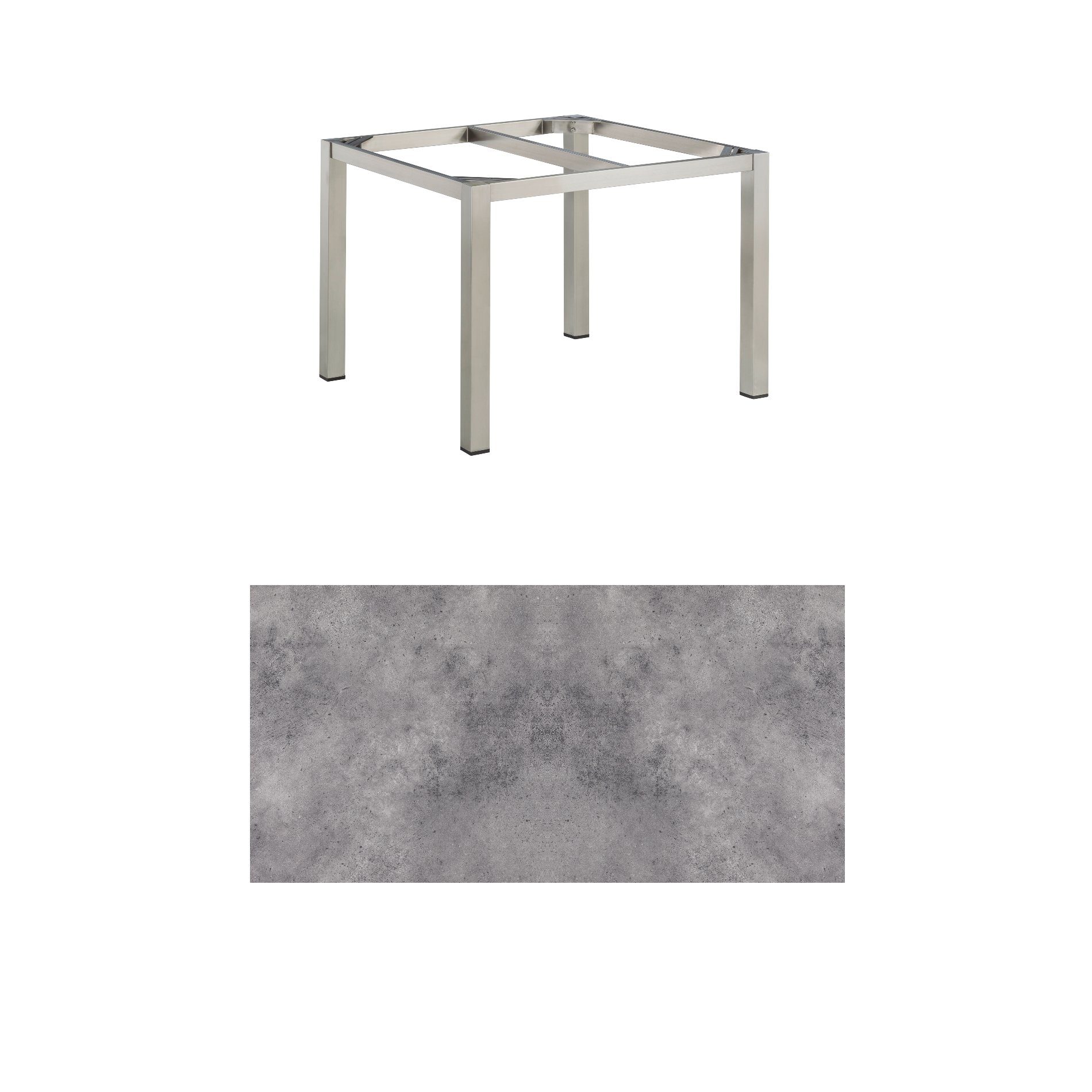 Kettler Gartentisch, Tischgestell 95x95cm "Cubic", Edelstahl, mit Tischplatte HPL anthrazit