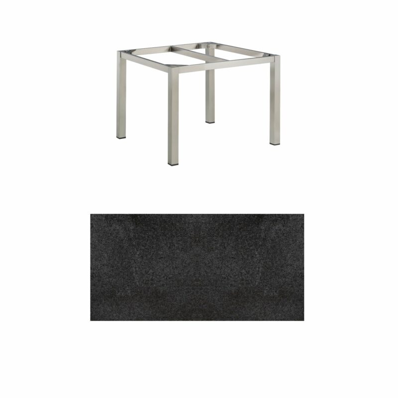 Kettler Gartentisch, Tischgestell 95x95cm "Cubic", Edelstahl, mit Tischplatte HPL Stahl