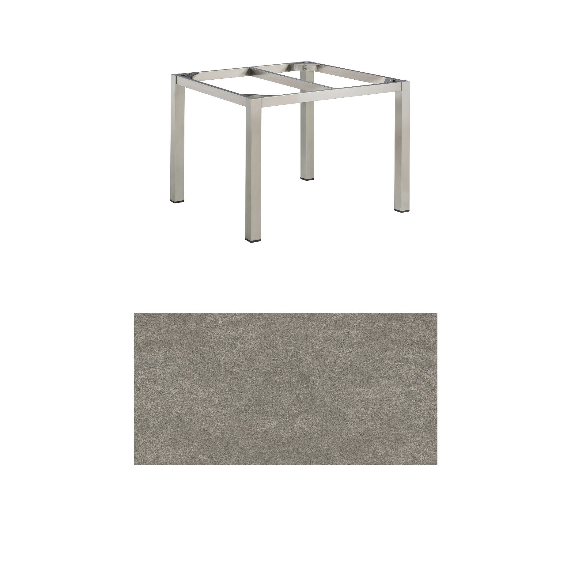 Kettler Gartentisch, Tischgestell 95x95cm "Cubic", Edelstahl, mit Tischplatte Keramik grau-taupe
