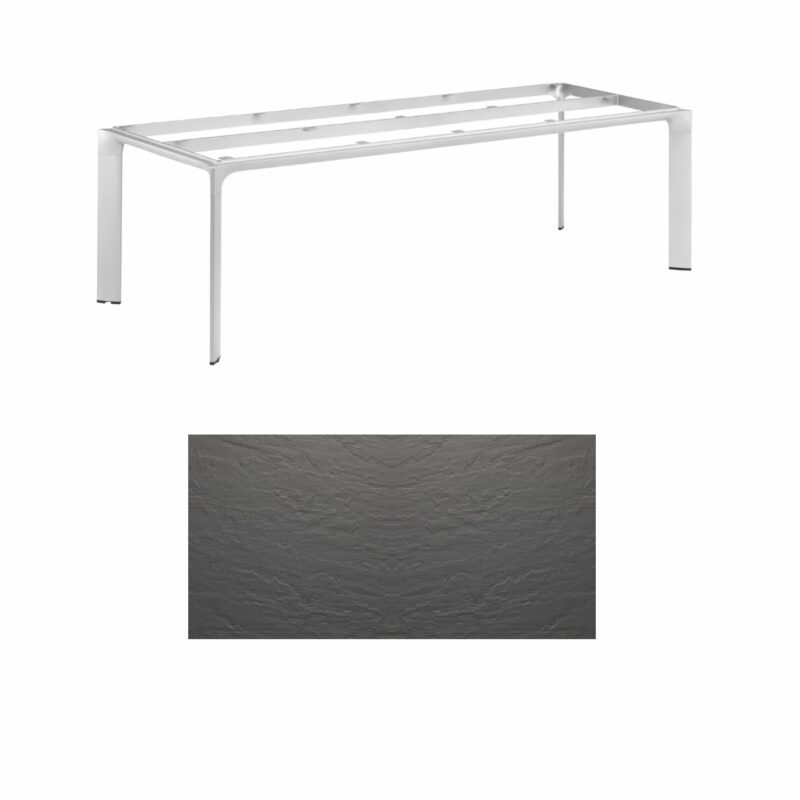 Kettler Tischgestell 220x95cm "Diamond", Alu silber, mit Tischplatte Kettalux anthrazit