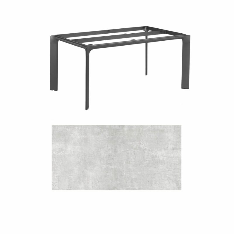 Kettler "Diamond" Tischsystem Gartentisch, Gestell Aluminium anthrazit, Tischplatte HPL hellgrau meliert, 180x95 cm