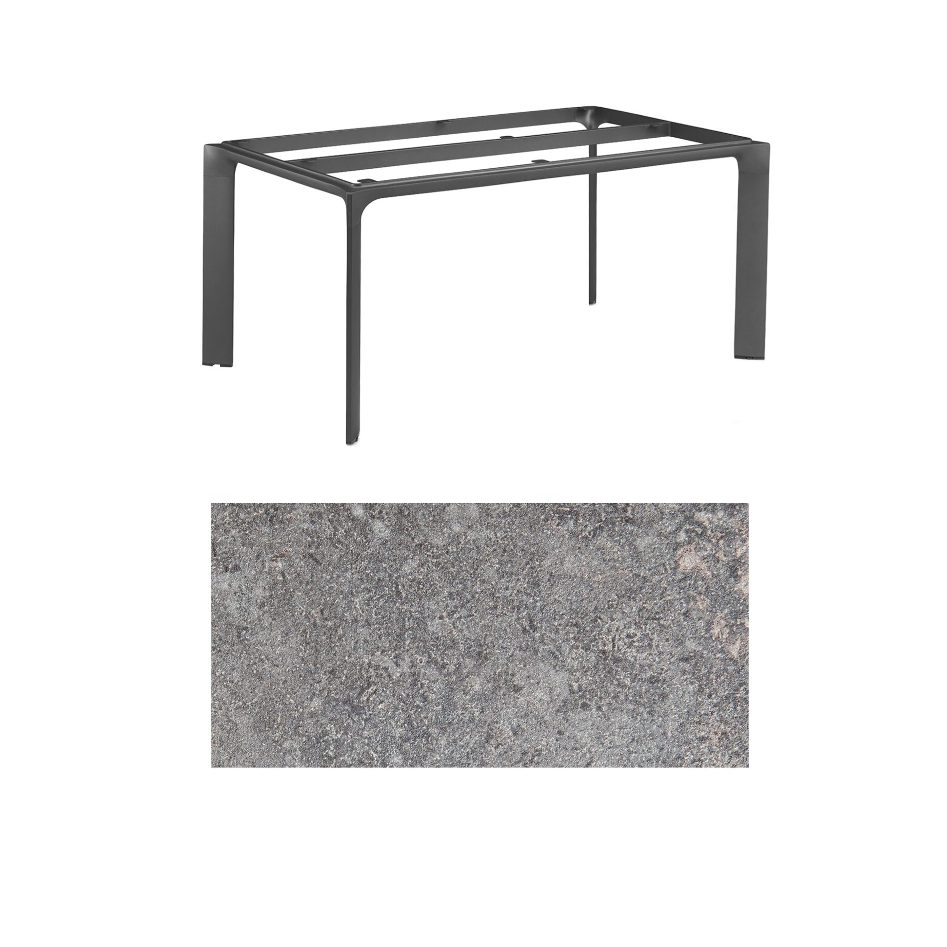 Kettler "Diamond" Tischsystem Gartentisch, Gestell Aluminium anthrazit, Tischplatte HPL Kalksandstein, 180x95 cm