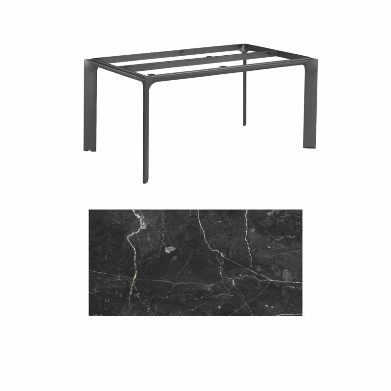Kettler "Diamond" Tischsystem Gartentisch, Gestell Aluminium anthrazit, Tischplatte HPL Marmor grau, 180x95 cm