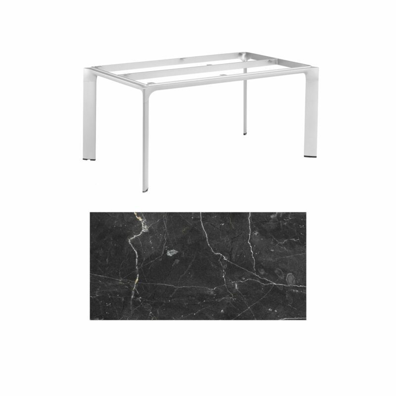 Kettler "Diamond" Tischsystem Gartentisch, Gestell Aluminium silber, Tischplatte HPL Marmor grau, 180x95 cm