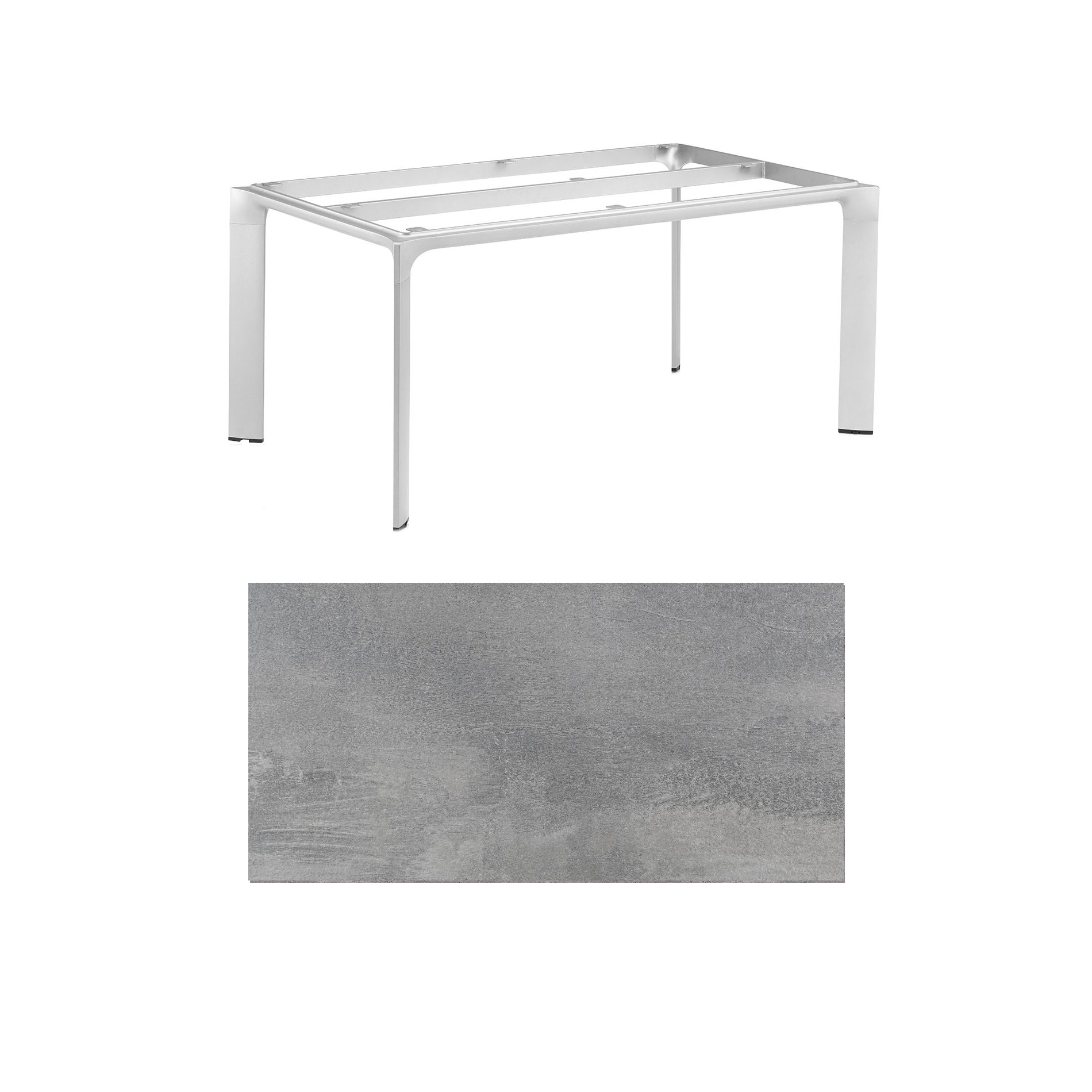 Kettler "Diamond" Tischsystem Gartentisch, Gestell Aluminium silber, Tischplatte HPL silber-grau, 180x95 cm