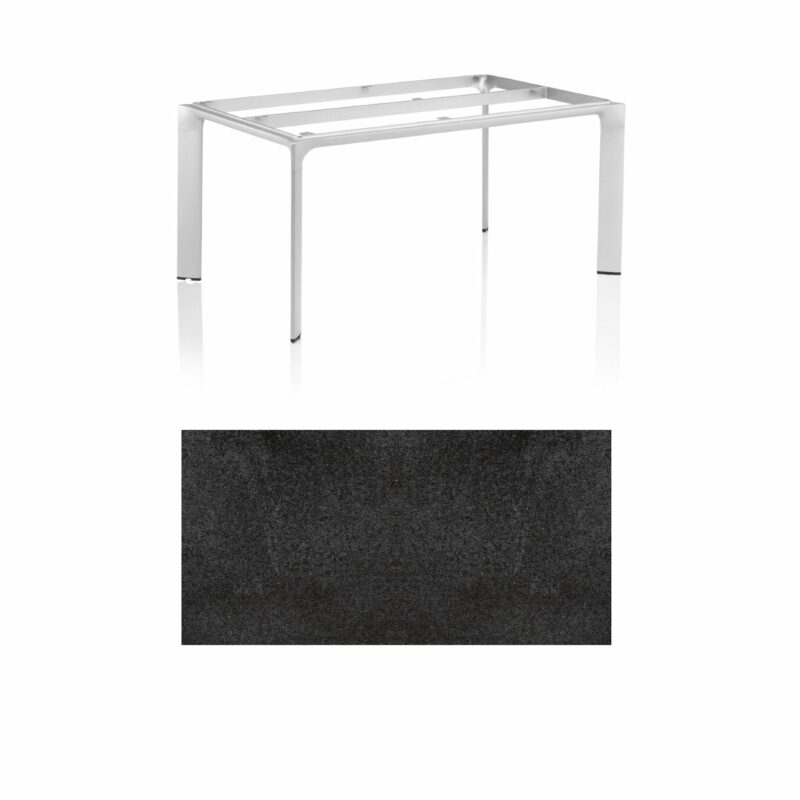 Kettler Tischgestell 160x95cm "Diamond", Alu silber, mit Tischplatte HPL Stahl