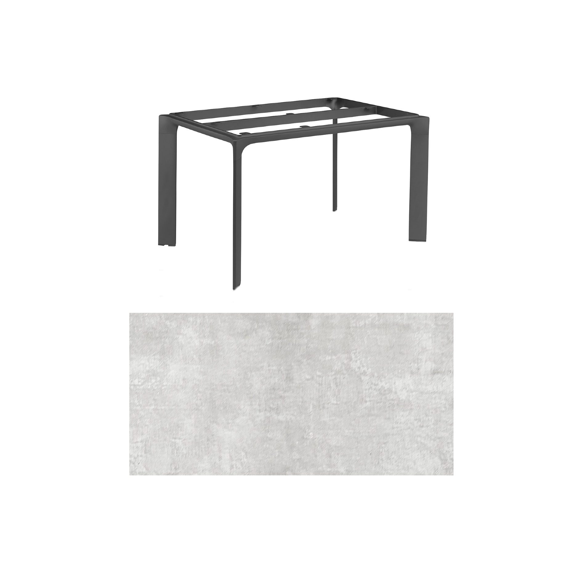 Kettler "Diamond" Tischsystem Gartentisch, Gestell Aluminium anthrazit, Tischplatte HPL hellgrau meliert, 140x70 cm