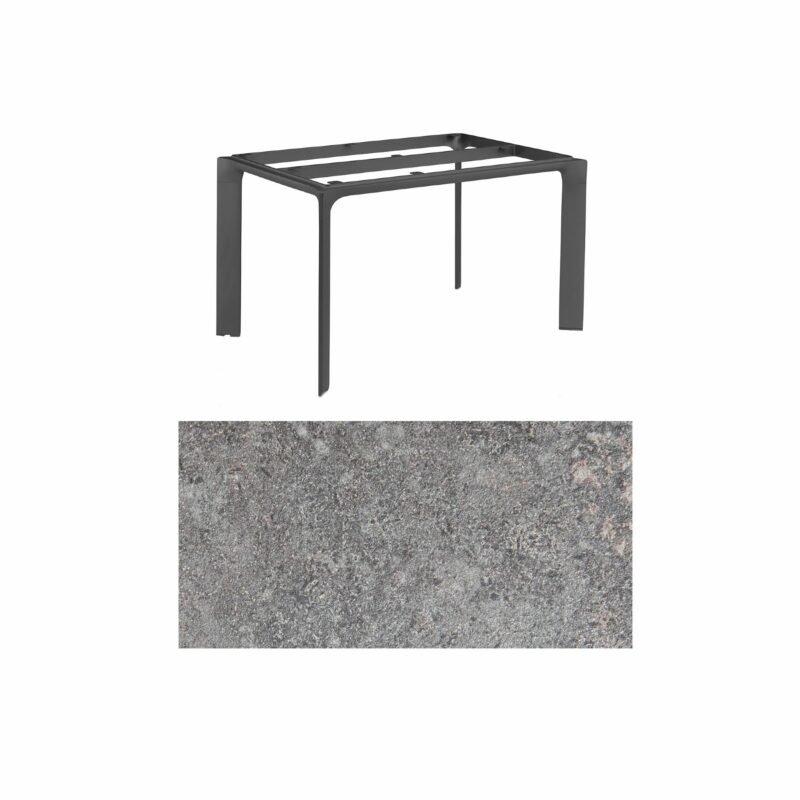 Kettler "Diamond" Tischsystem Gartentisch, Gestell Aluminium anthrazit, Tischplatte HPL Kalksandstein, 140x70 cm
