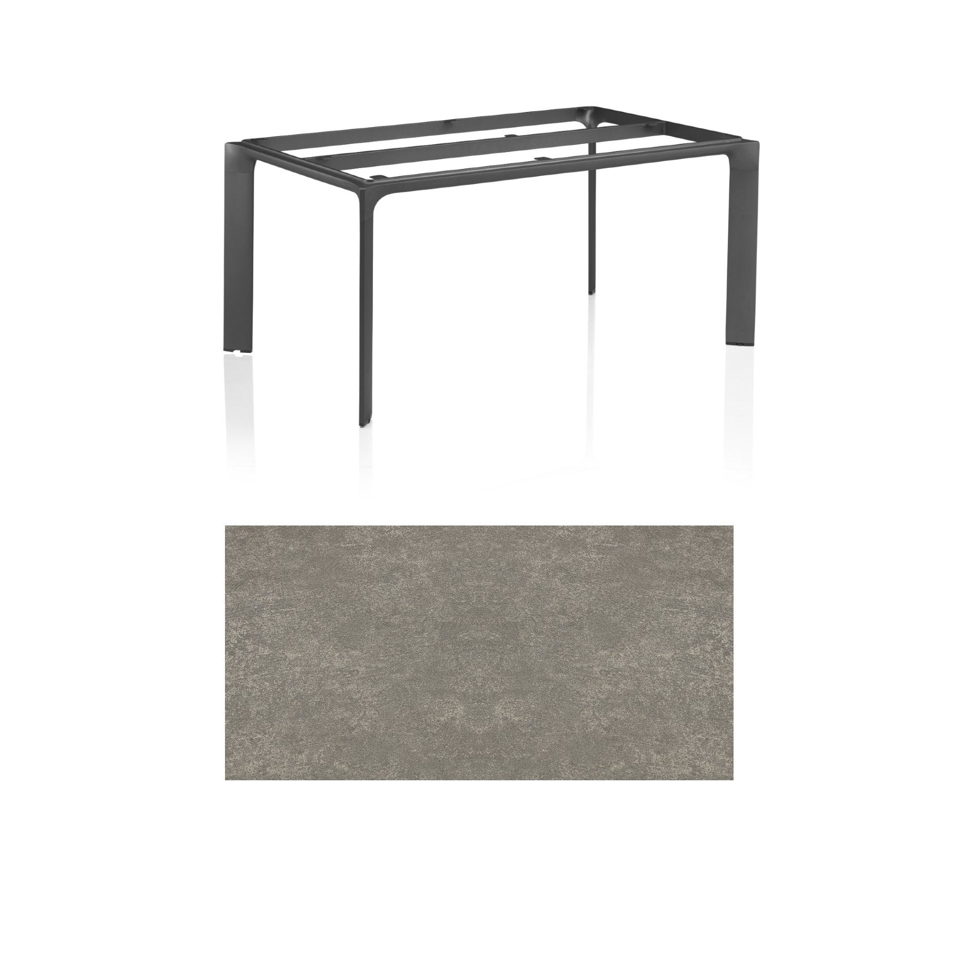 Kettler "Diamond" Tischsystem Gartentisch, Tischgestell 160x95cm, Alu anthrazit, Tischplatte Keramik grau-taupe