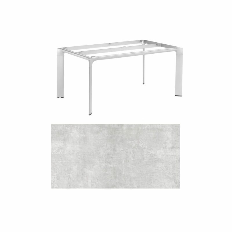 Kettler "Diamond" Tischsystem Gartentisch, Gestell Aluminium silber, Tischplatte HPL hellgrau meliert, 160x95 cm