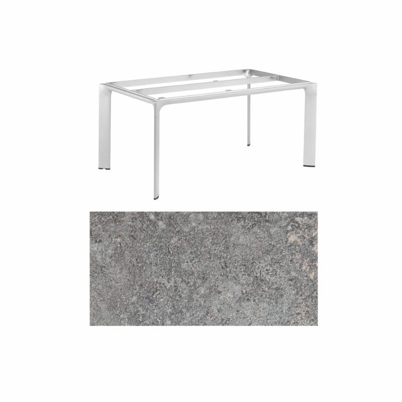 Kettler "Diamond" Tischsystem Gartentisch, Gestell Aluminium silber, Tischplatte HPL Kalksandstein, 160x95 cm