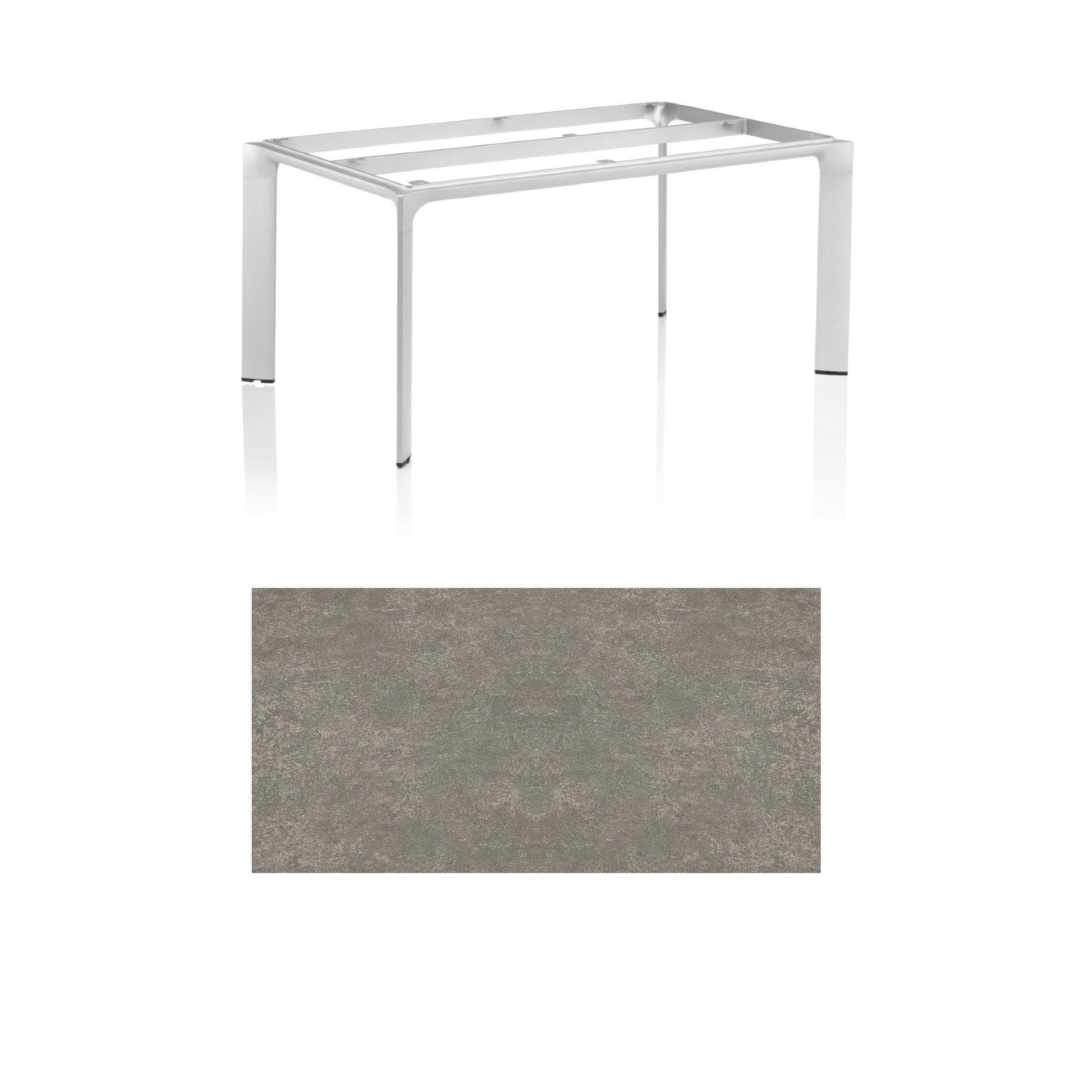 Kettler "Diamond" Tischsystem Gartentisch, Tischgestell 160x95cm, Alu silber, Tischplatte Keramik grau-taupe