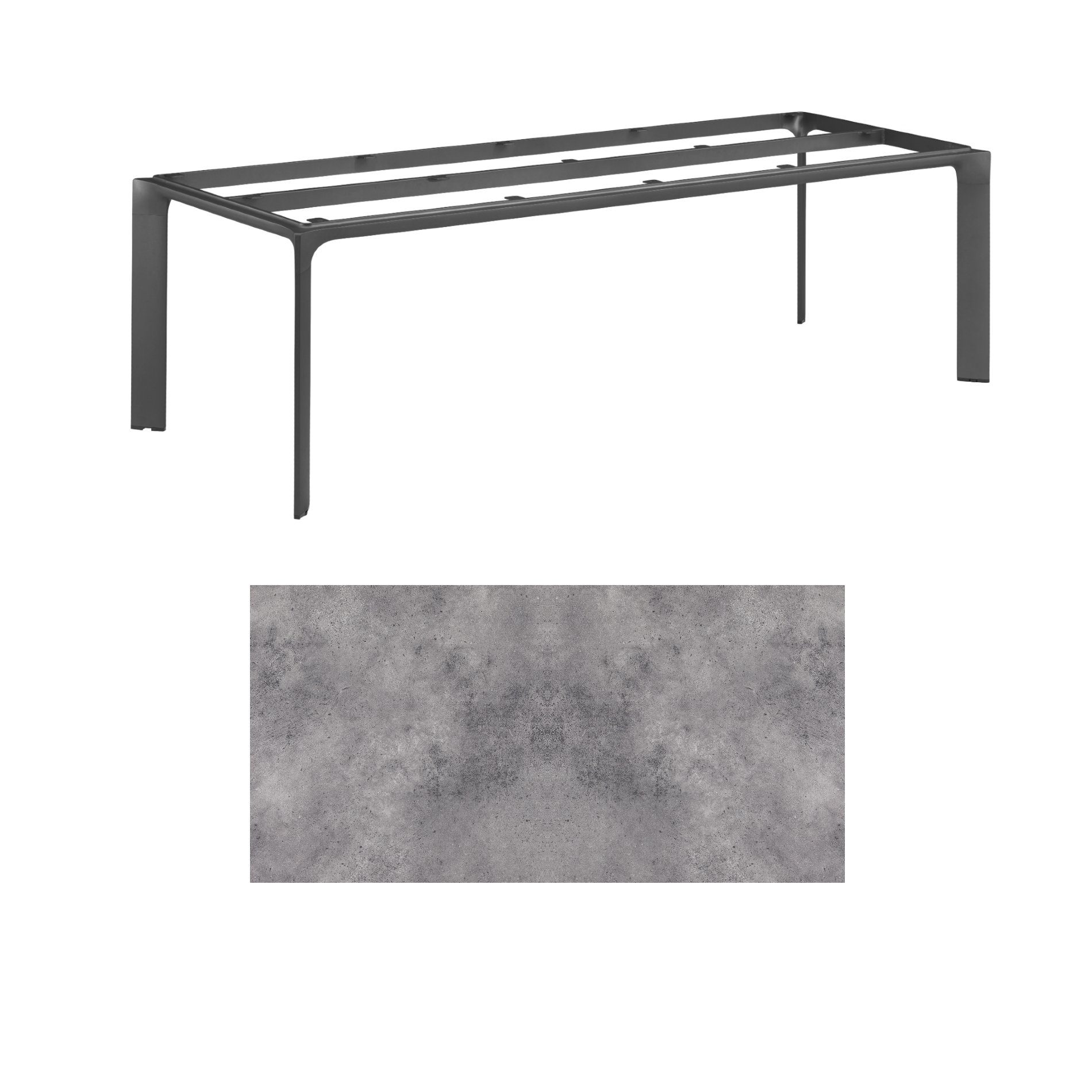 Kettler "Diamond" Tischsystem Gartentisch, Gestell Aluminium anthrazit, Tischplatte HPL anthrazit, 220x95 cm