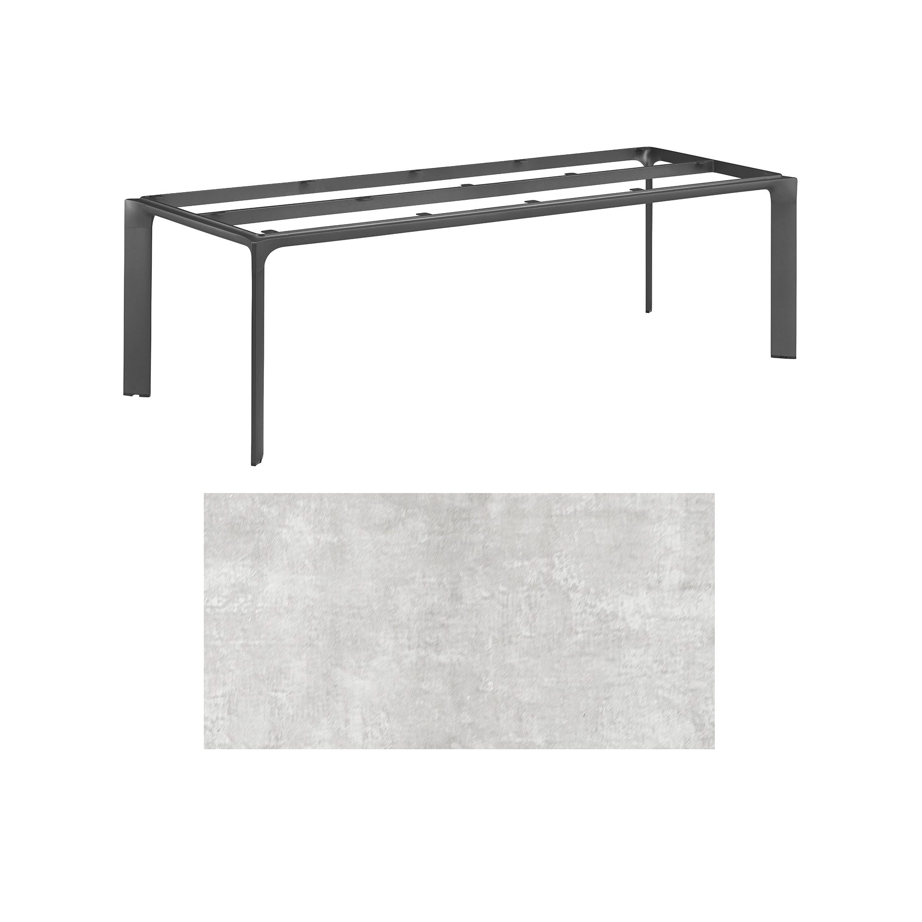 Kettler "Diamond" Tischsystem Gartentisch, Gestell Aluminium anthrazit, Tischplatte HPL hellgrau meliert, 220x95 cm