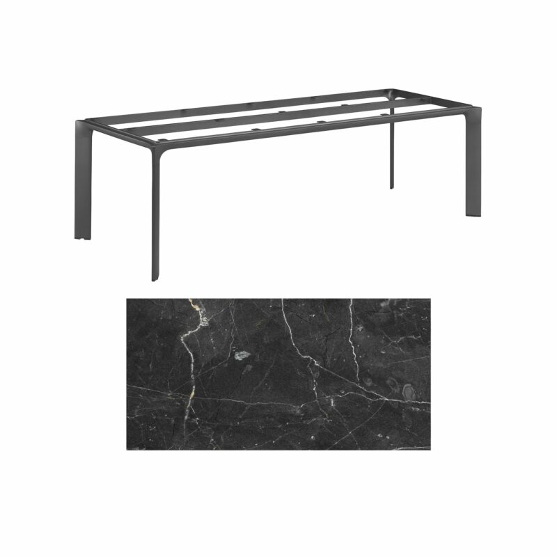 Kettler "Diamond" Tischsystem Gartentisch, Gestell Aluminium anthrazit, Tischplatte HPL Marmor grau, 220x95 cm