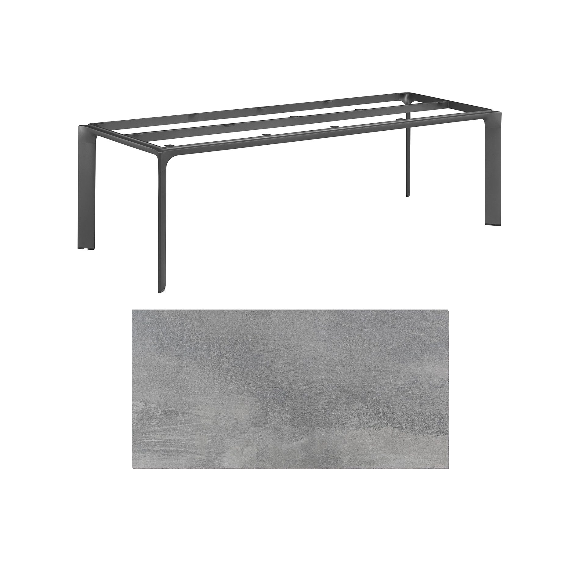 Kettler "Diamond" Tischsystem Gartentisch, Gestell Aluminium anthrazit, Tischplatte HPL silber-grau, 220x95 cm