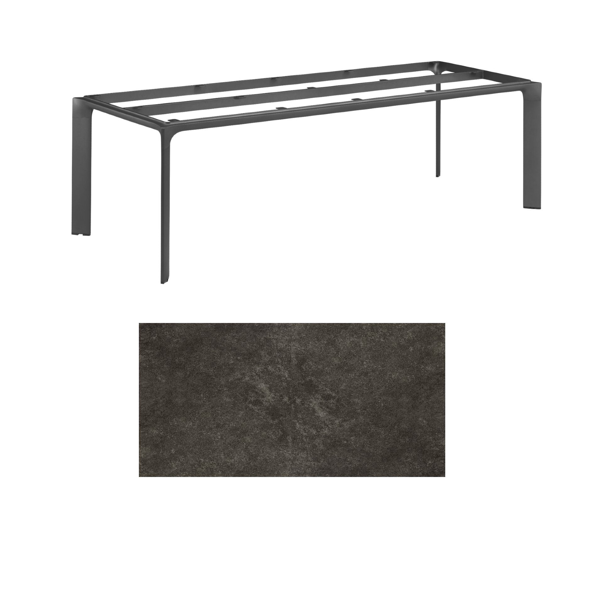 Kettler "Diamond" Tischsystem Gartentisch, Tischgestell 220x95cm, Alu anthrazit, Tischplatte Keramik anthrazit