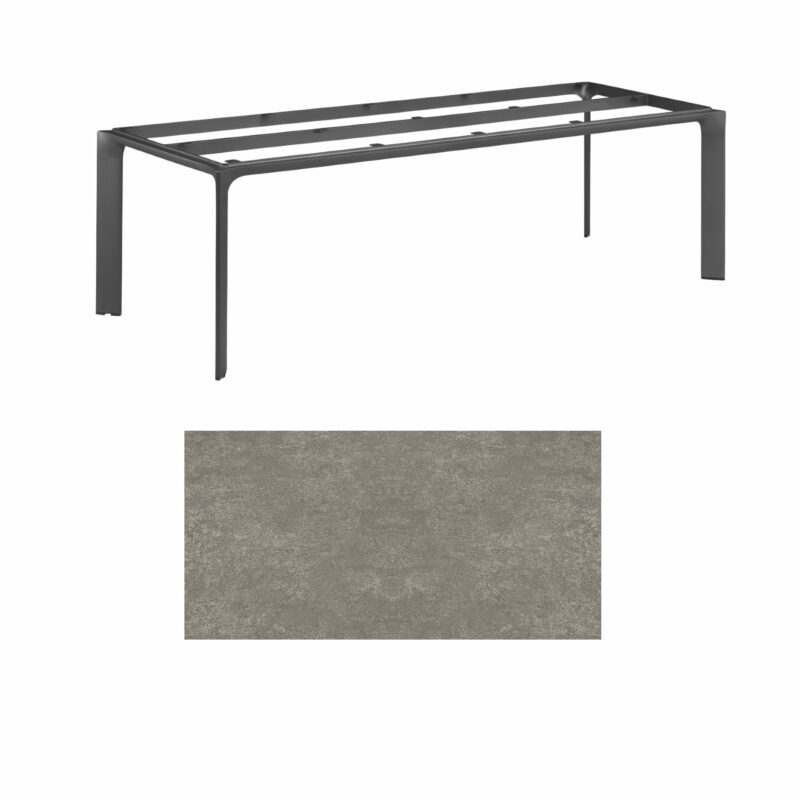 Kettler "Diamond" Tischsystem Gartentisch, Tischgestell 220x95cm, Alu anthrazit, Tischplatte Keramik grau-taupe
