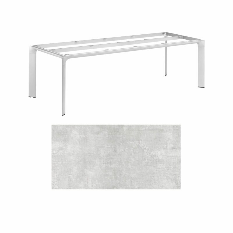 Kettler "Diamond" Tischsystem Gartentisch, Gestell Aluminium silber, Tischplatte HPL hellgrau meliert, 220x95 cm