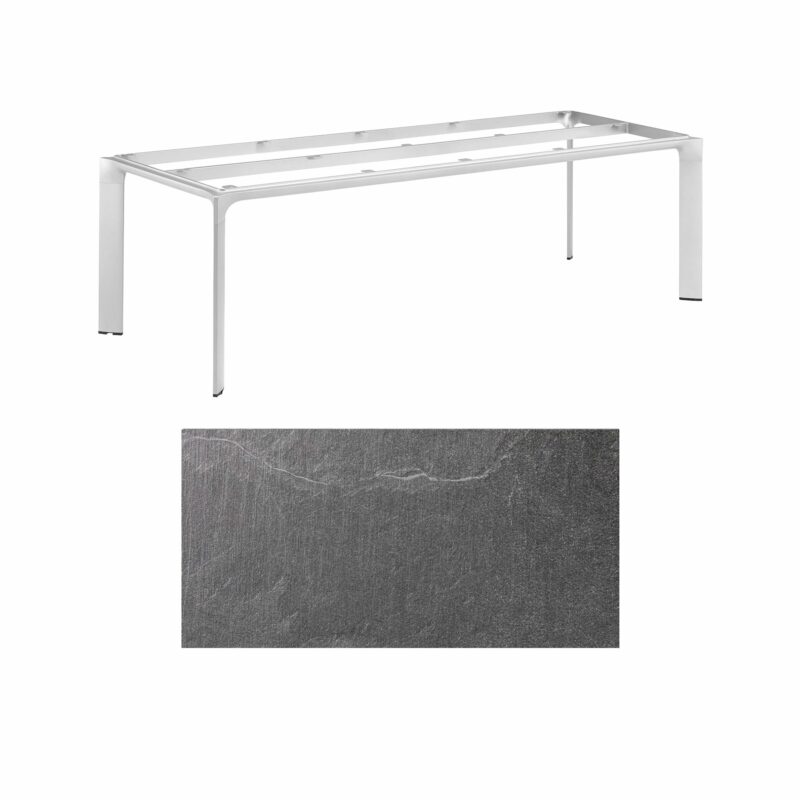 Kettler "Diamond" Tischsystem Gartentisch, Gestell Aluminium silber, Tischplatte HPL Jura anthrazit, 220x95 cm