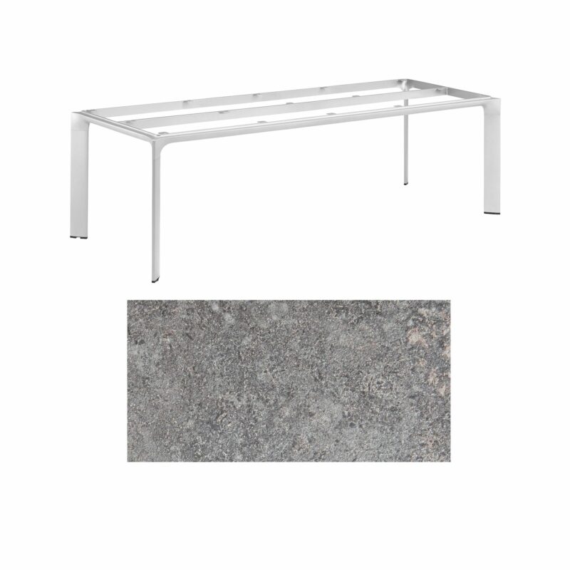 Kettler "Diamond" Tischsystem Gartentisch, Gestell Aluminium silber, Tischplatte HPL Kalksandstein, 220x95 cm