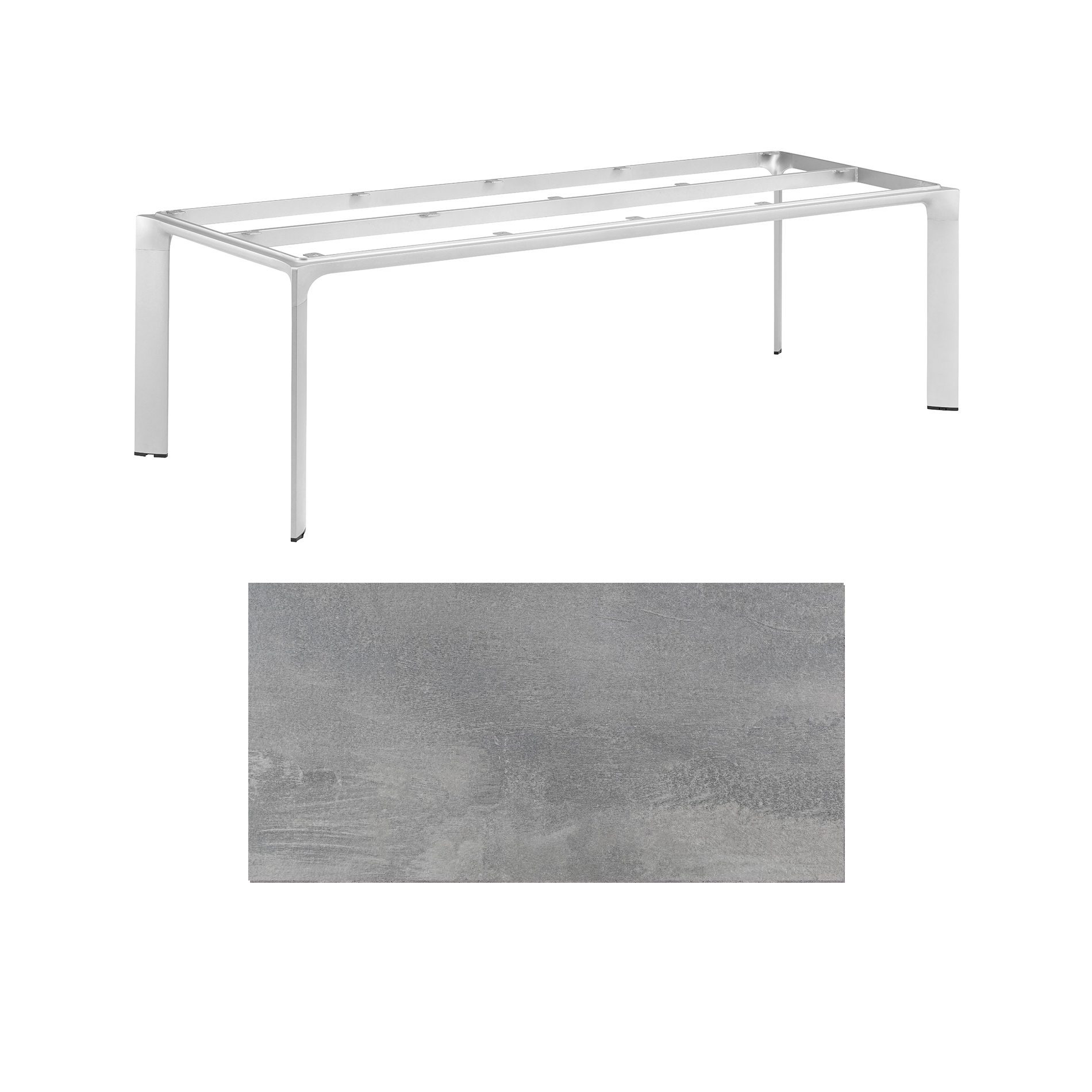 Kettler "Diamond" Tischsystem Gartentisch, Gestell Aluminium silber, Tischplatte HPL silber-grau, 220x95 cm